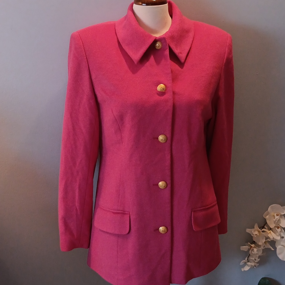 Vintage Ports International cashmere wool angora pink blazer